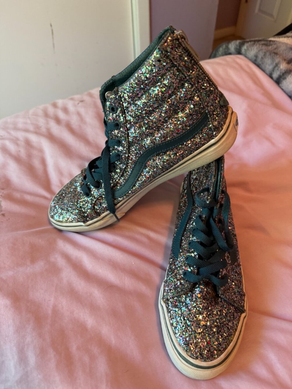Unisex Vans Womens Chunky Glitter SK8-Hi Slim Zip Sneaker Size M8 W9.5